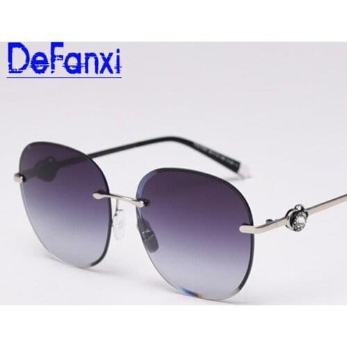 Round Rimless Sunglasses Women Men Vintage Oversized Gradient Sun Glasses high quality Luxury Female Stylish Eyewear UV400