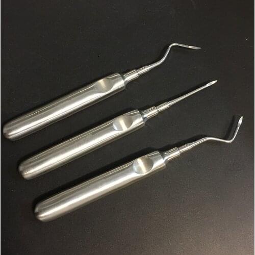 3 Pcs Stainless Steel Dental Luxating Lift Elevator Teeth Clareador Curved Root Hexagon Handle Dentist Surgical Instrument Tool