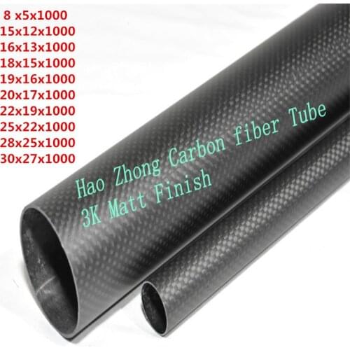 1.5mm Thickness 3K Carbon Fiber Tube/Pipe Roll Wrapped OD8 15 16 18 19 20 22 25 28 30mm x1000mm DIY Rod