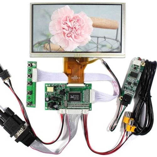 VGA+2AV Reverse LCD Driver Board With 6.5inch 800x480 AT065TN14 LCD Screen With Touch Panel