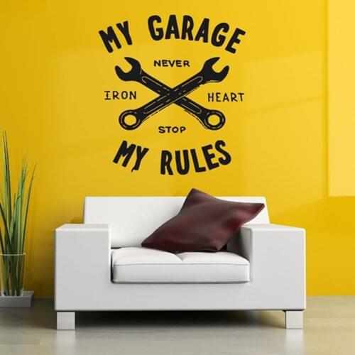 Vinyl Wall Decal Home Garage Stickers My Garage My Rules Quote Decals Decor Auto Car Repair Sign Wall Sticker Garage Removable