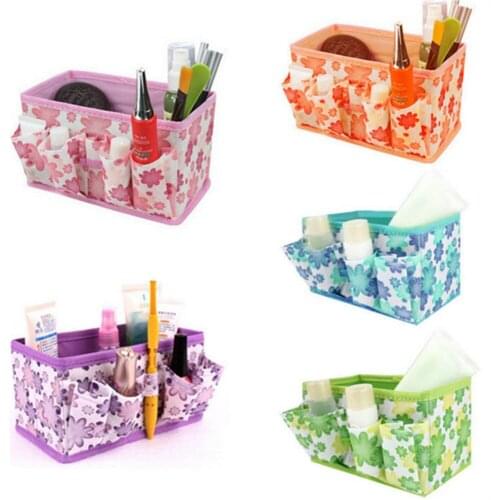 Large Capacity Foldable Cosmetics Storage Box Container Bags Dresser Desktop Cosmetic Organizer Desktop Bathroom Storage Cases
