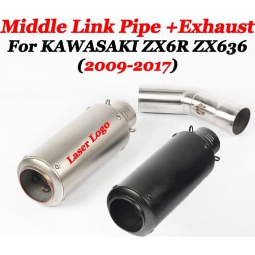 Motorcycle Full Exhaust System Slip on For 2009 -2015 Kawasaki Ninja ZX6R 636 Exhaust Muffler Pipe 2010 2011 2012 2013 2014