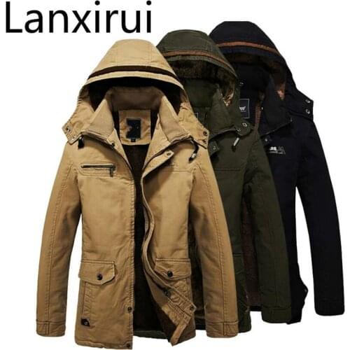 Wintet Jacket Men Thick Coats Casual Army Green Outwear Military Man Cotton Jackets Wool Overcoat Mens Parka Thermal X431