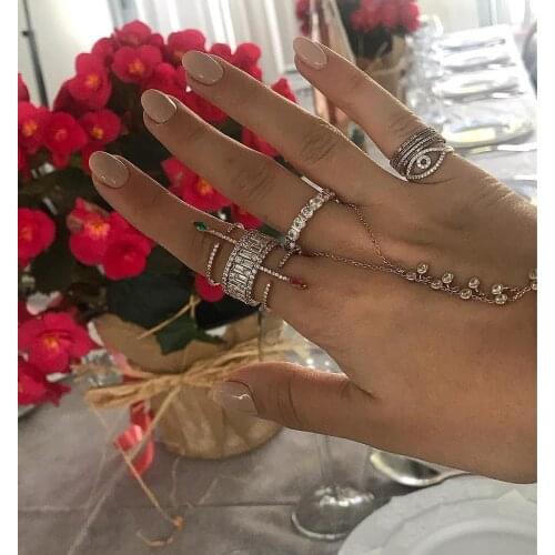 Cz finger ring rose gold color micro pave cubic zirconia high quality colorful stone geometric bar spike women rings