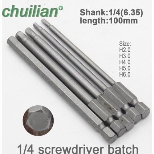 1Pcs long 100mm S2 Steel Inner Hexagon Head Screw Driver Screwdrivers Kit Hand Tools Magnetic Drill Screwdriver Set Bits