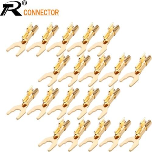 100pcs Banana Plug U/Y Type Spade Speaker Audio Jack Screw Splitter Fork Wire Connector Amplifier Terminal Binding Post
