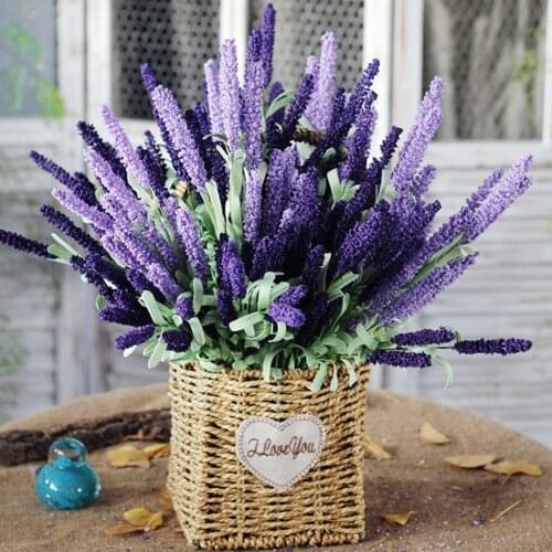 12Heads/Bunch Romantic Provence Artificial Lavender Foam Flower Fake Bouquet Wedding Wreath Decoration Home Decor DIY Craft