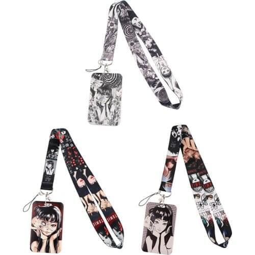 12pcs/lot E3487 Horror Anime Girls Neck Strap Lanyard for keys Phone USB badge holder Rope With Card Holder
