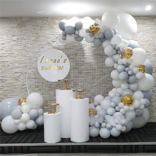 130pcs/set White Gray Balloon Arch Kit Latex Balloons Garland Baby 1st Happy Birthday Party Balloons Baby Shower Decor Supplies