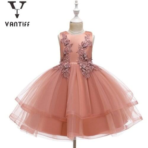 2021 Elegant Wedding party Kids Dresses for Toddler Girl Long sleeve Elegant Christmas Pageant Clothing Baby Girl Princess Dress