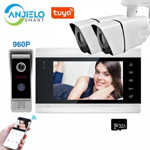 960P AHD Video Intercom System 7 "Color Screen Moniter Wide Angle Waterproof Doorbell Tuya Smart App Remote Control Unlock
