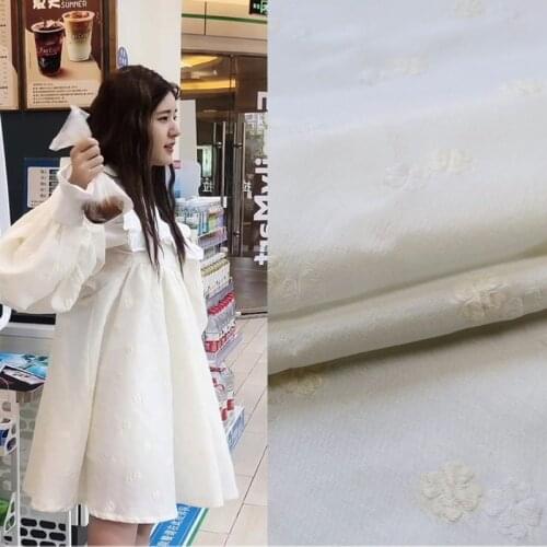 White Jacquard Yarn-dyed Fabric Polyester Fiber Spring Summer Thin Transparent Jumpsuit Bubble Skirt Fashion Dark Pattern Fabric
