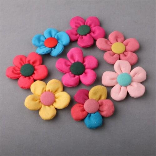 Free Shipping 3pcs/lot 60MM handmade Fabric Spring Flowers Floral Button patch sticker Ornament Accessory DIy Jewelry Findings