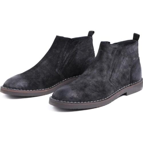 New fashion winter men boots pointed toe handmade ankle boots Nubuck leather mens boots slip on casual shoes