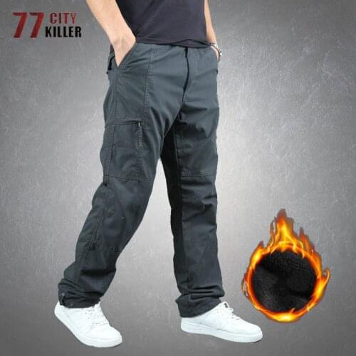 Winter Thick Cargo Pants Men Fleece Warm Casual Cotton Pants Male Classic Baggy Workout Tactical Military Trousers Mens Joggers