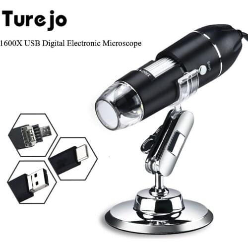 1600X Digital Microscope for Electronics Type-C 3 in 1USB Microscope Camera Magnifier 1080P 8 LED for MacBook Android Phones