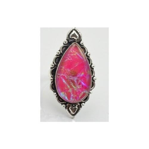 Dichroic Glass Ring Silver Overlay over Copper, USA Size 8 , R2306
