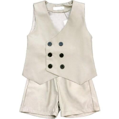Boys Double Breasted Vest+Shorts 2PCS Clothing Set Kindergarten Graduation Suit Children Chorus Costume Kid Birthday Party Dress