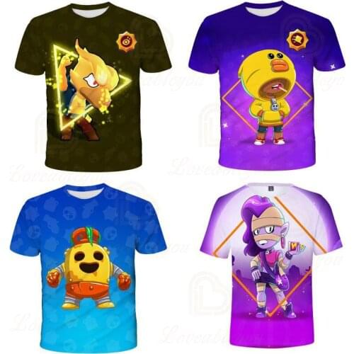 T shirts Crow Spike Leon Browlers Anime Star, and MORTIS t shirts Birthday Gift Boys Girls 3D PRIMO Shelly t shirts Kids Game