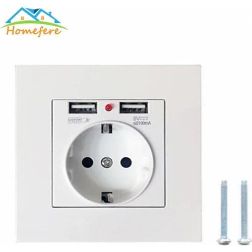 Homefere wall electronic socket eu standard power outlet with dual home usb plug charger power socket with usb