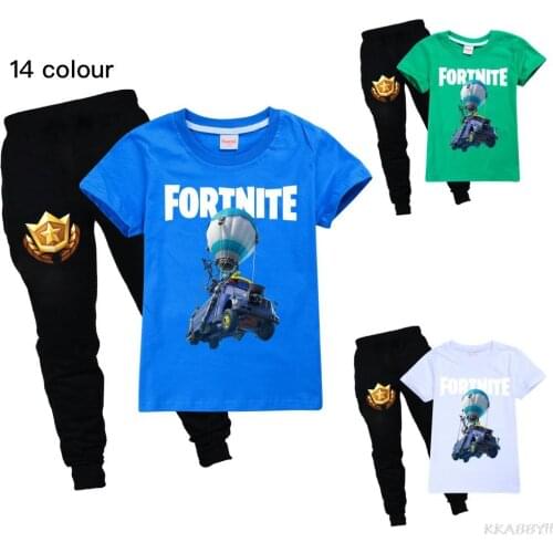 Fortnite Boys Clothing Childrens Sets Spring Summer Cotton T Shirt + Pants 2 Pcs Sets Kids Toddler Girls