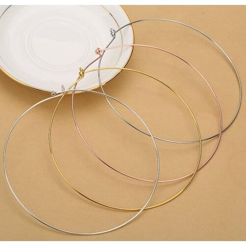 2pcs/lot Rose Gold Silver Color Copper Round Torques Necklace for Women Width 13cm Torques Fit Necklaces Jewelry Making Findings