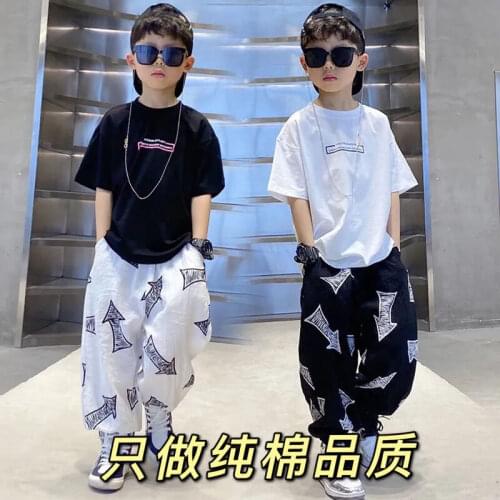 Boys' and Childrens Summer Suits 2021 New Zhongda Childrens Cotton T-shirts Loose Casual Wind and Mosquito-proof Pants Boys