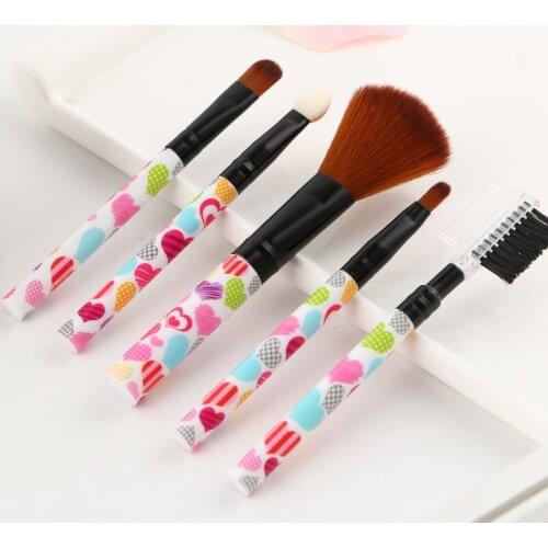 MECOLOR 5pcs / set makeup brushes blusher powder brush lip gloss eyebrow comb eyeshadow sponge applicator cosmetics beauty tools