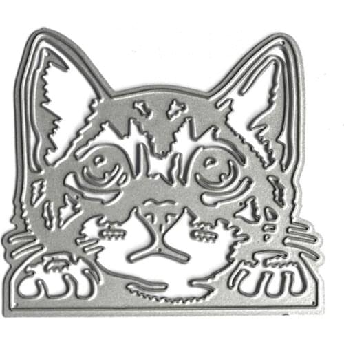 Metal Cutting Dies Stencil Cute Cat Head Shaped Embossing Tool Decorative Die Cuts for Card Making Scrapbooking DIY Etched R7UB