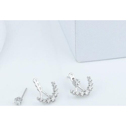 Fashion design 925 silver women earrings shiny rhinestone charming earring