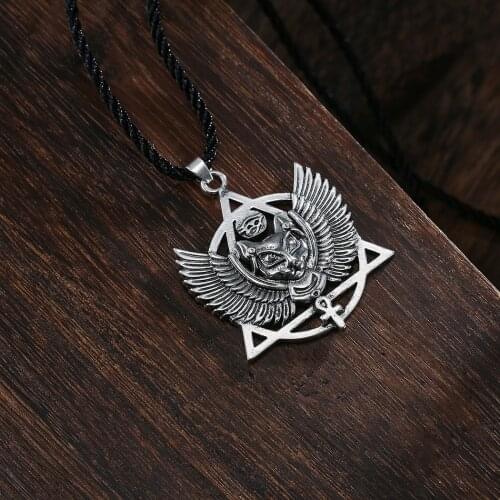 Cxwind Hip Hop Mens Slavic Pendant Necklace Buster Egyptian Animal Cat Pendant Egyptian Amulet Ankh Necklace Man Charm Jewelry