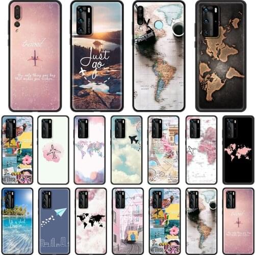 Soft Phone Case For Huawei P30 P40 P20 Pro P10 Lite P Smart 2019 2020 Silicone Fundas Cover World Map Travel Plans