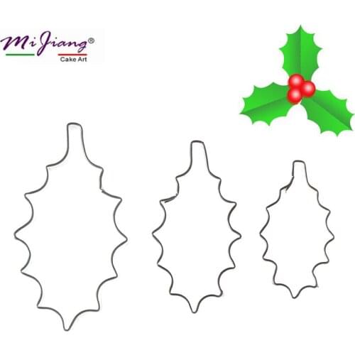 Stainless Steel Holly Leaf Cutters Set DIY Sugar Paste Biscuit Cookie Mold Fondant Cake Decorating Tools Slicers Baking A306