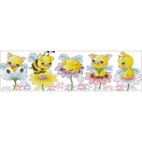 Little Pig Angel patterns Counted Cross Stitch 11CT 14CT 18CT DIY Chinese Cross Stitch Kit Embroidery Needlework Sets home decor