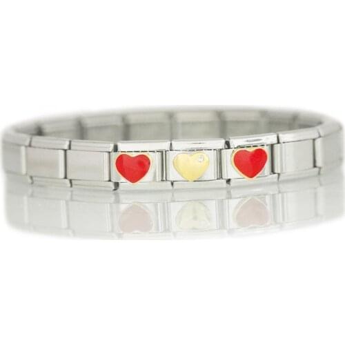 Stainless Steel Wholesale Composable links Classic 9mm Women I love you heart Italian charm link bracelet Fit Zoppini Dropship