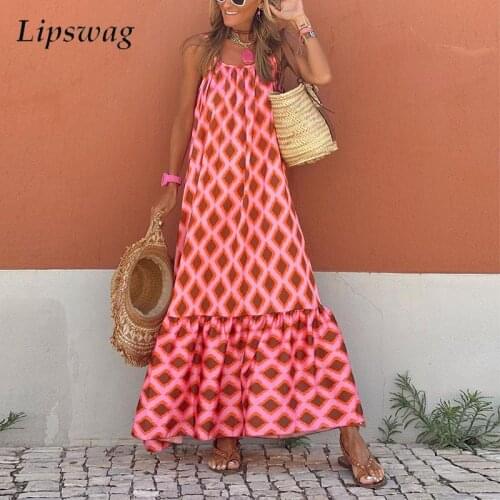 2021 New Ladies Casual Sweet Party Dress Summer Womens Fashion Sling Polka Dot Printed Long Dresses Sexy Seaside Beach Dress