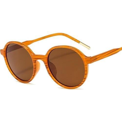 Vintage fashion round sunglasses women 2021 brand designer vintage Orange Frame Sun Glasses retro Female Black Shades for women