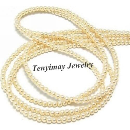 Wholesale 5 Strands 4mm Yellow Imitation Pearl Loose Beads For DIY