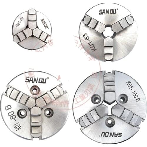 K01, K02, 50/63/80/100 Hand-tight Chuck, Three-jaw, Four-jaw