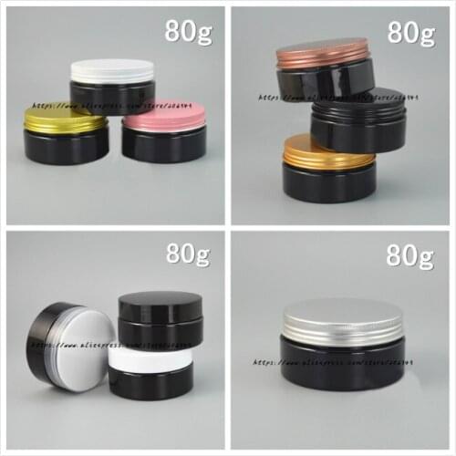 80G black plastic PET bottle/pot/jar with few color lid for essence/mask/cream/moisturizer/wax/gel cosmetic packing skin care