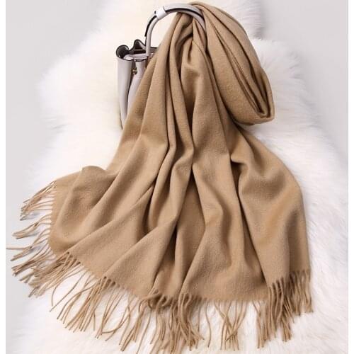 Winter 100% Wool Scarf for Women Fashion Luxury Thick Shawls Wraps Pashmina Ladies Foulard Femme Warm Cashmere Scarves Echarpe