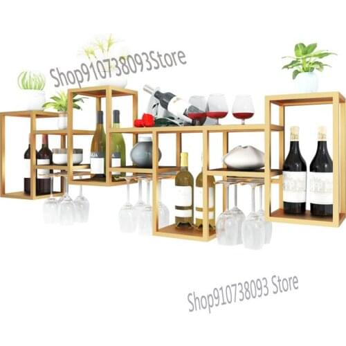 Nordic Gold Iron Wall Household Wine Rack Storage Rack Wall Hanging Wine Cabinet Wall Decoration Creative Wine Rack Cup Rack