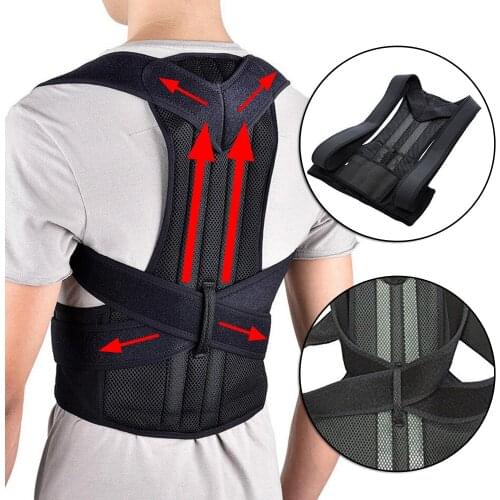 Unisex Adjustable Back Posture Corrector Brace Back Shoulder Support Belt Orthopedic Posture Men Women Black Silver Corsets
