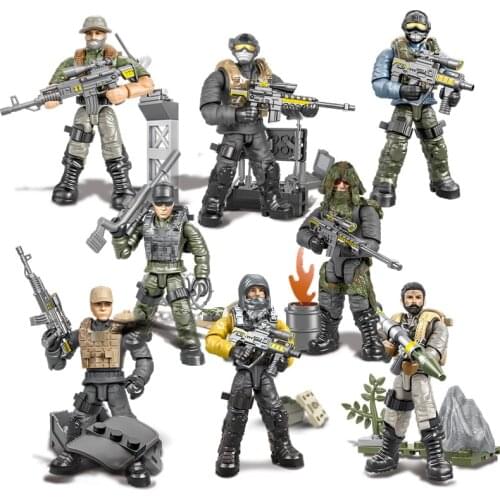 Military Series World War II Soldier Weapon accessories Mini Police Dog SWAT Building Blocks Bricks Toys Gifts