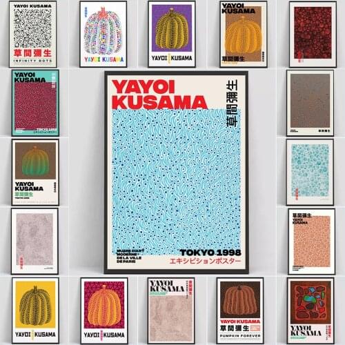 Yayoi Kusama Pumpkin Abstract Dots Posters Print Japanese Artist Retro Wall Canvas Painting Pictures Modern Living Room Decor