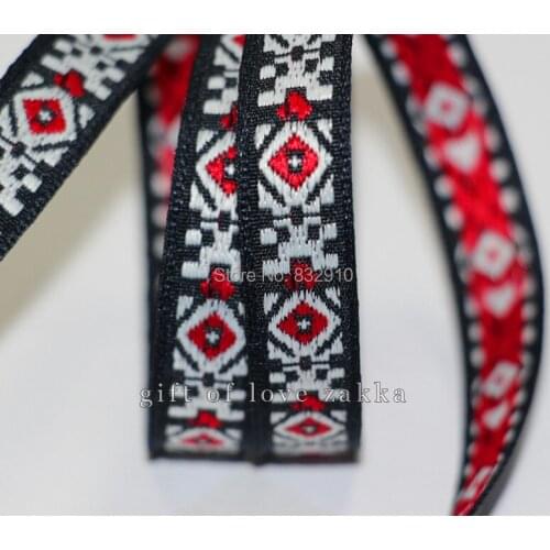 ZAKKA fashion accessories DIY handmade embroidery lace ethnic woven polyester jacquard ribbon 1.3cm 10yards / lot Retro