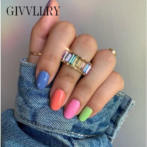 Free Shipping Size 7# Colorful Crystal Rings for Women CZ Moda Knuckle Ring Girls Friends Streeet Gift Jewelry