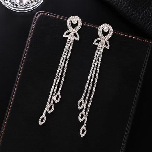 Fashion Tassel Drop Earring for Women Gold Silver Color eyes shape Rhinestone Dangle Earring Wedding Party Jewelry E720