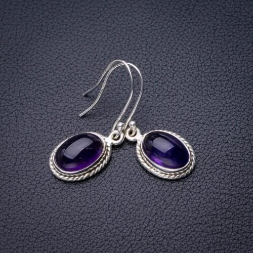 StarGems Natural Amethyst Handmade 925 Sterling Silver Earrings 1.25" D7127